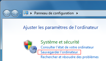 Panneau de configuration : Sauvegarder et restaurer